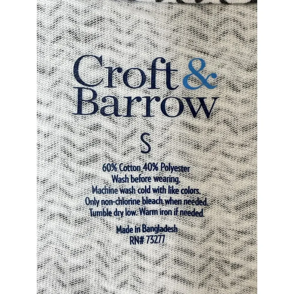 Croft‎ & Barrow Henley Shirt Womens Small Black White Print Short Sleeve